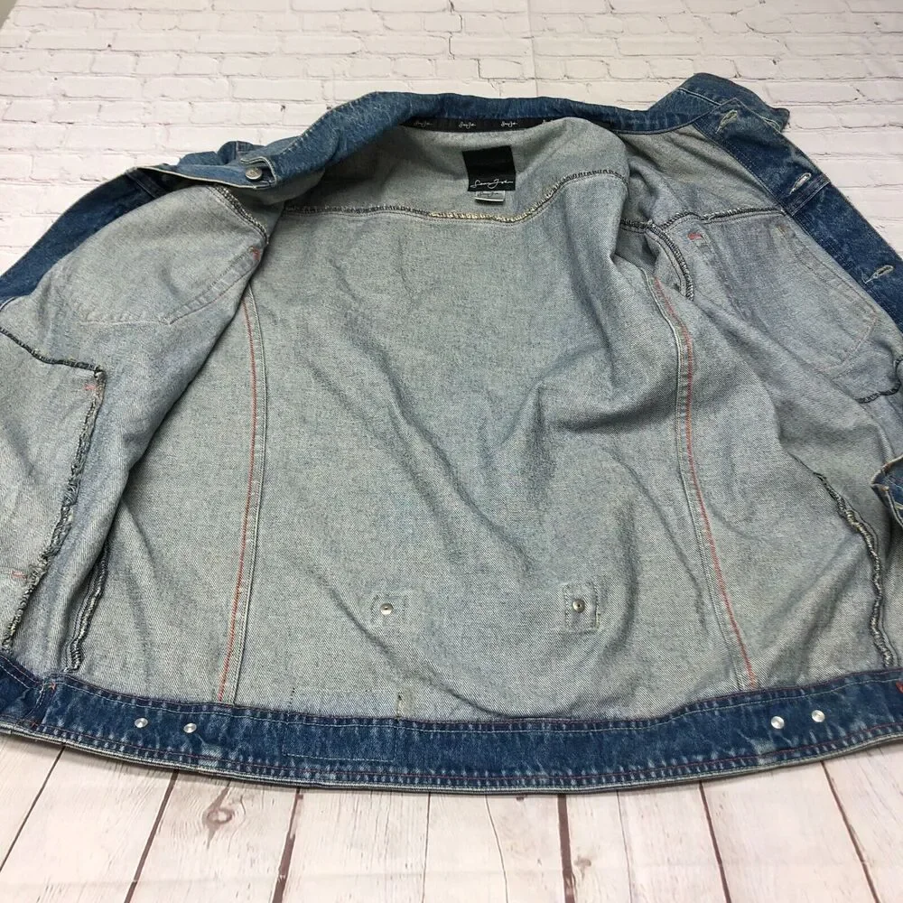 Vintage Sean John Men Denim Jean Shirt Jacket Size Large Y2K Blue B312 -27